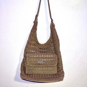Studio 1010 Knitted Crochet Hobo Bag w/ Silver Hardware